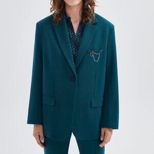 NWT IKKS WOMEN’S GREEN SUIT JACKET WITH PIN BADGE SIZE 40